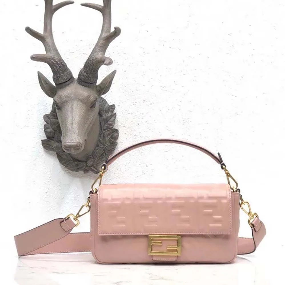 Fendi Baguette Pink Nappa Leather Bag for Women Fendi Baguette Pink Nappa Leather Bag for Women