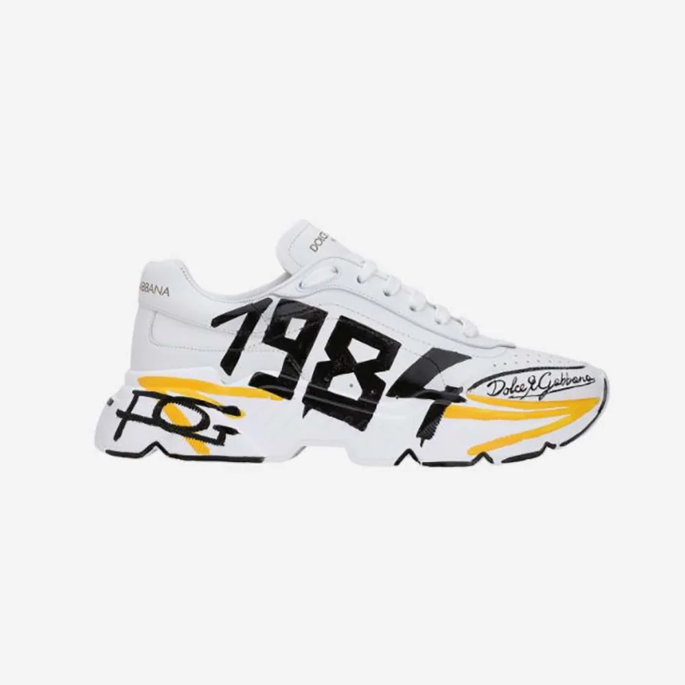 Dolce Gabbana D&G Calfskin Nappa Daymaster Sneakers for Women in Yellow