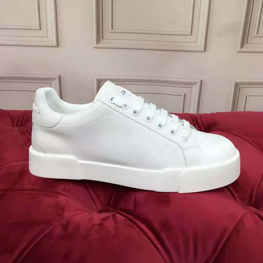 Dolce Gabbana D&G Portofino Sneakers in Nappa Leather and Rubber Toe-Cap for Women in White