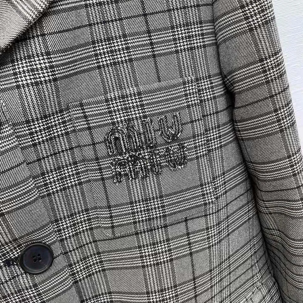 Miu Miu Single-breasted Prince of Wales Check Jacket for Women