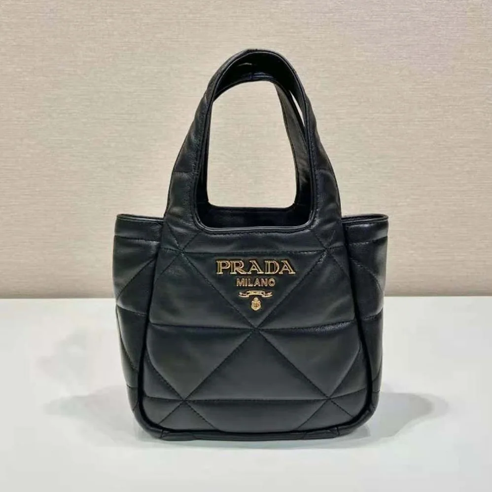 Prada Small Nappa-Leather Tote Bag with Topstitching for Women Prada Small Nappa-Leather Tote Bag with Topstitching for Women
