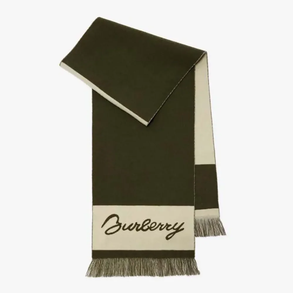Burberry EKD Logo Wool Scarf for Unisex in Dark Green