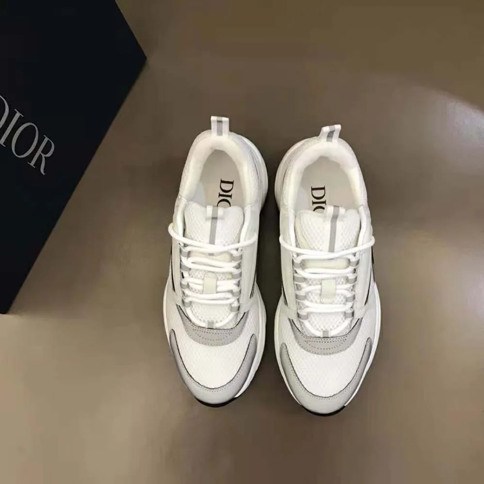 Dior B22 Sneaker White Technical Mesh with White and Silver for Men in Tone Calfskin