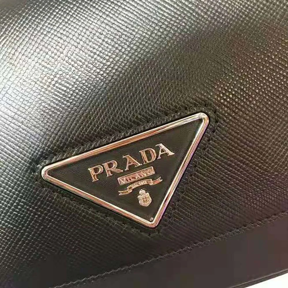 Prada Saffiano Leather Prada Ldentity Shoulder Bag for Women in Black