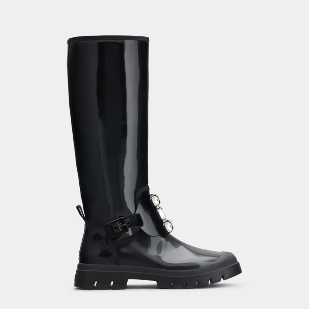 Roger Vivier Walky Viv' Strass Buckle High Boots in Leather for Women