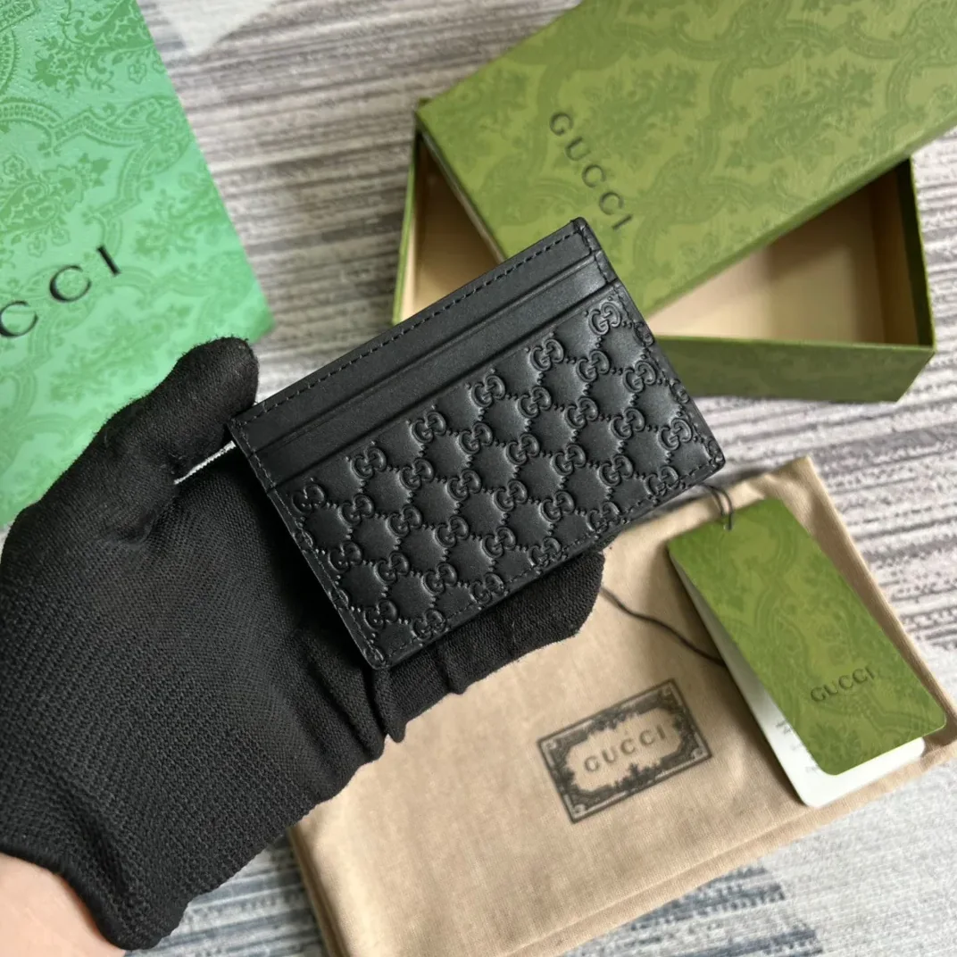 Gucci GG Ssima Card Case Black / Gucci GG Ssima Card Case Black /