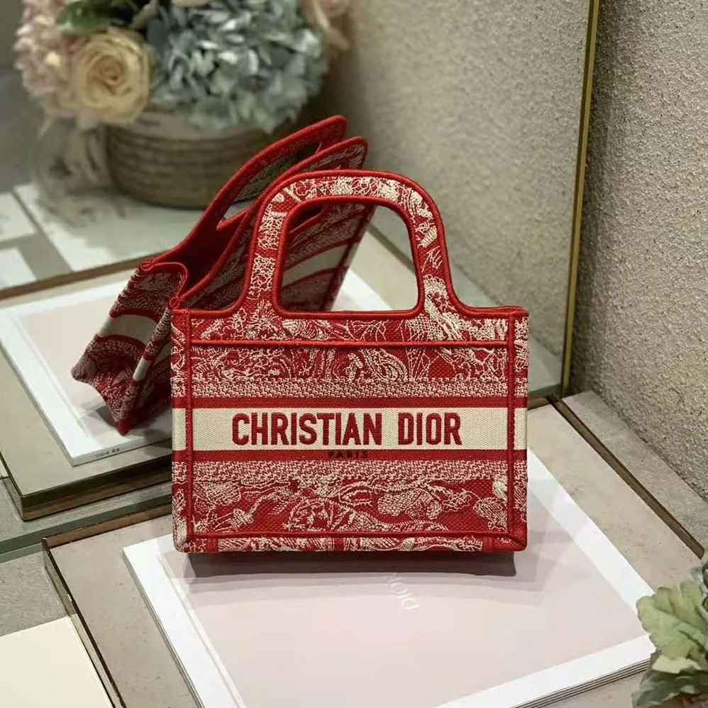 Dior Mini Dior Book Tote Fuchsia Toile de Jouy Reverse Embroidery for Women Dior Mini Dior Book Tote Fuchsia Toile de Jouy Reverse Embroidery for Women