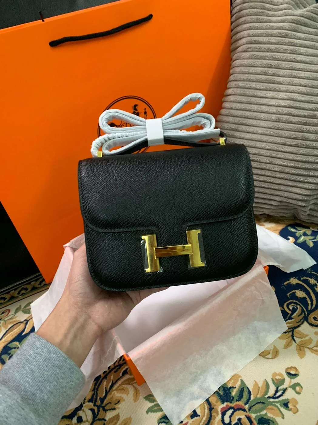 Hermes Constance 18 Crossbody Bag in Black Gold Hardware Hermes Constance 18 Crossbody Bag in Black Gold Hardware