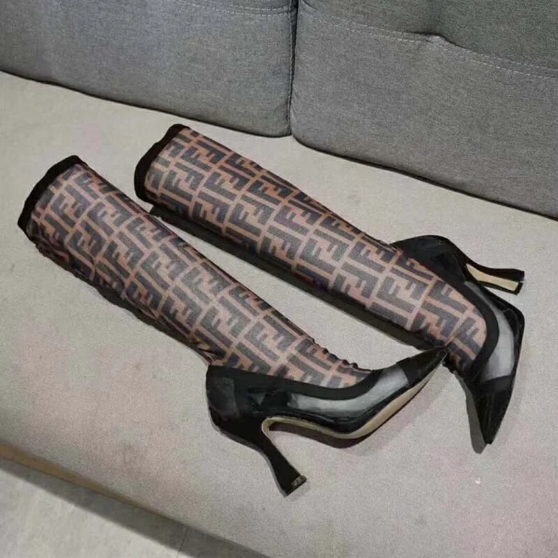 Fendi Shoes Black Technical Mesh Boots for Women Fendi Shoes Black Technical Mesh Boots for Women