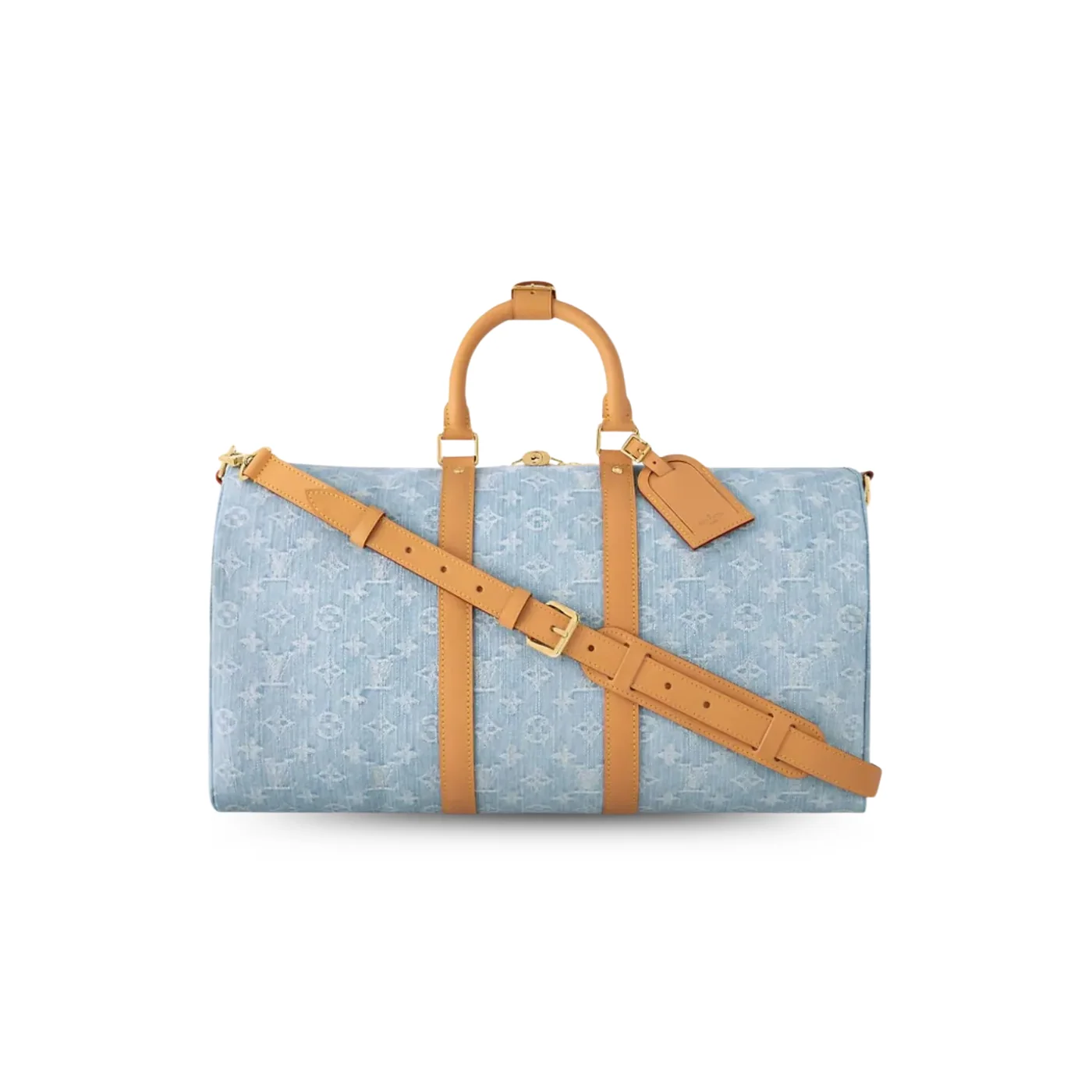 Louis Vuitton Keepall Bandouliere 45 Travel Bag / Sky Blue Denim Gold Hardware