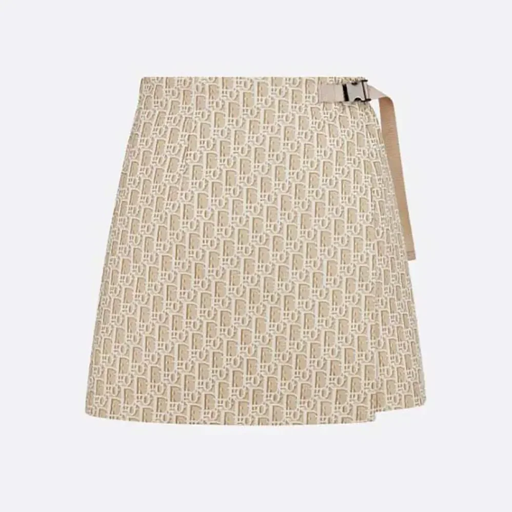 Dior Skort Beige Technical Jacquard Taffeta with Dior Oblique Motif for Women