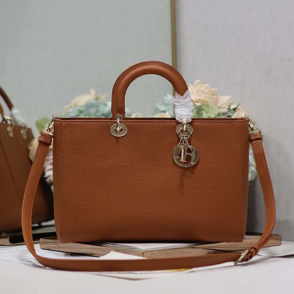 Dior Large Lady D-Sire My ABCDior Bag Dark Brandy Taurillon Leather for Women