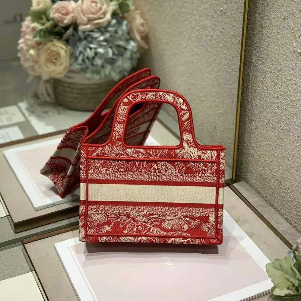 Dior Mini Dior Book Tote Fuchsia Toile de Jouy Reverse Embroidery for Women Dior Mini Dior Book Tote Fuchsia Toile de Jouy Reverse Embroidery for Women