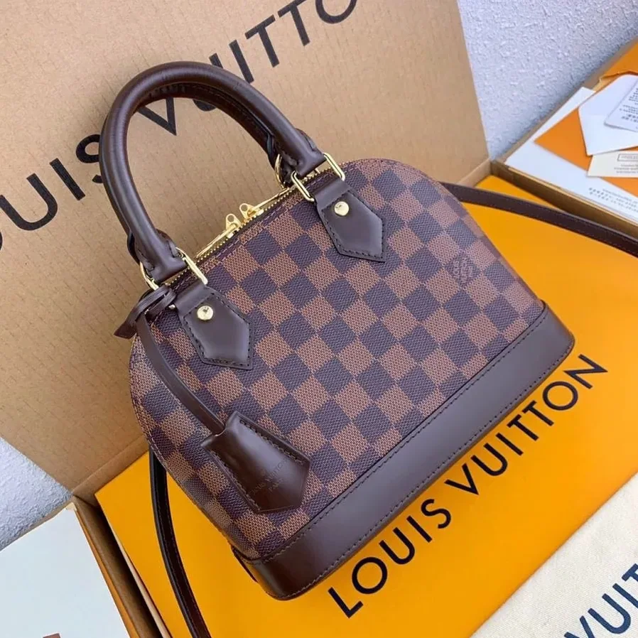Louis Vuitton Alma BB Top Handle Bag in Damier Brown Gold Hardware Louis Vuitton Alma BB Top Handle Bag in Damier Brown Gold Hardware