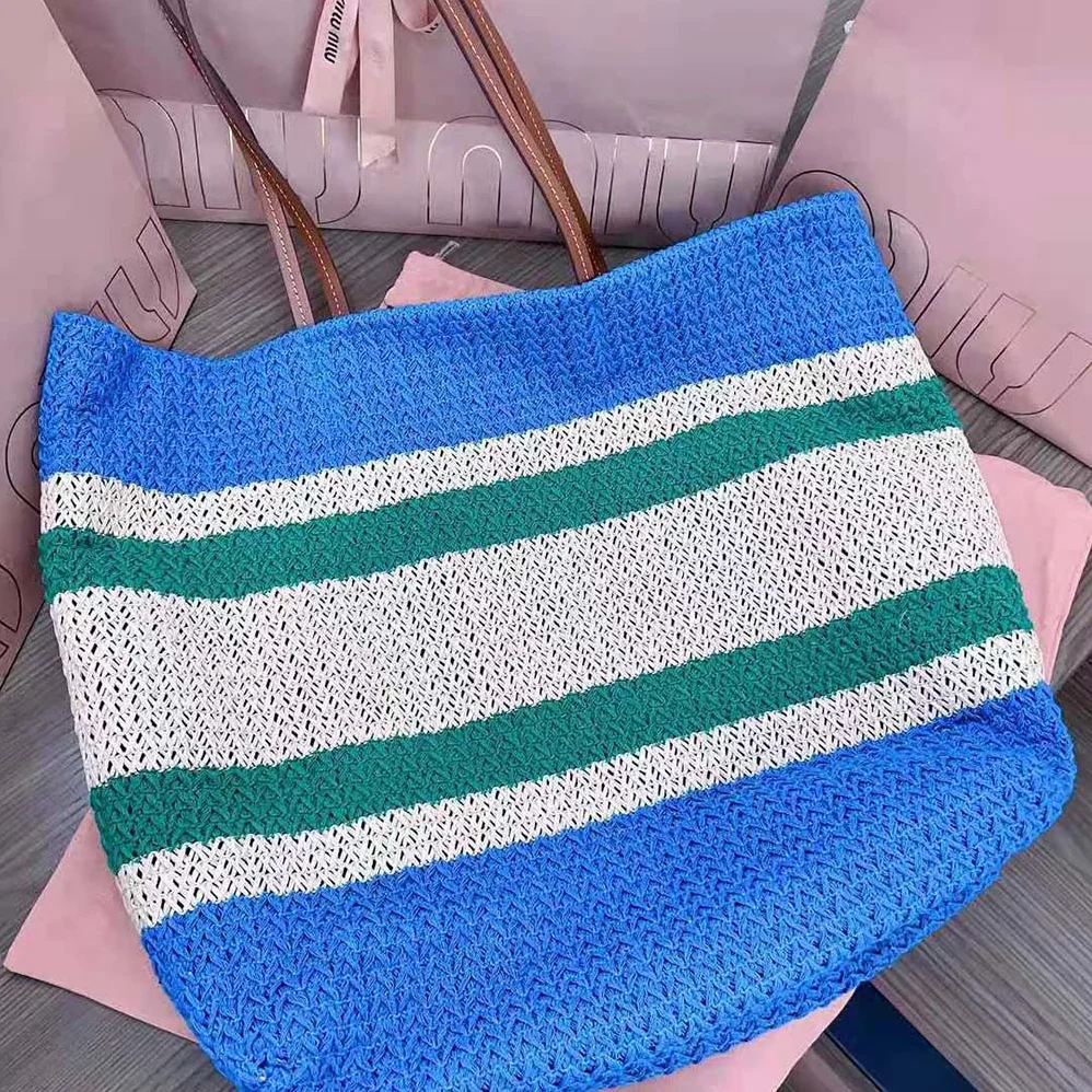 Miu Miu Woven Fabric Tote Bag for Women in Blue Miu Miu Woven Fabric Tote Bag for Women in Blue
