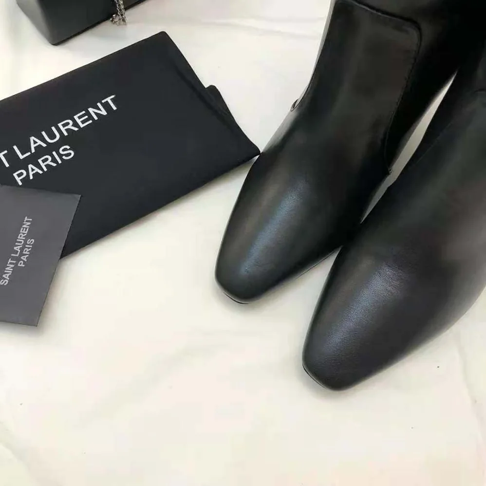Saint Laurent YSL Harper Boots in Smooth Leather for Women in Black