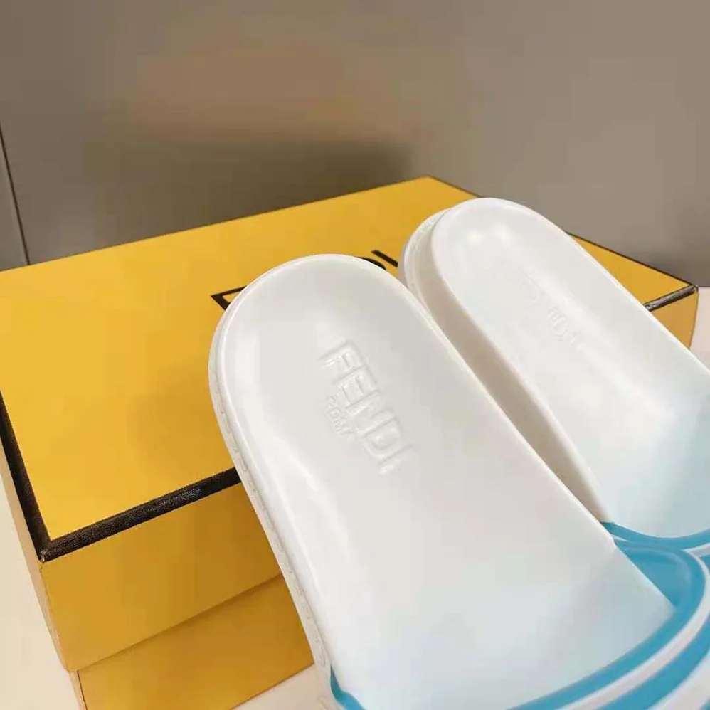 Fendi Baguette Slides Light Blue Rubber Slides for Men Fendi Baguette Slides Light Blue Rubber Slides for Men