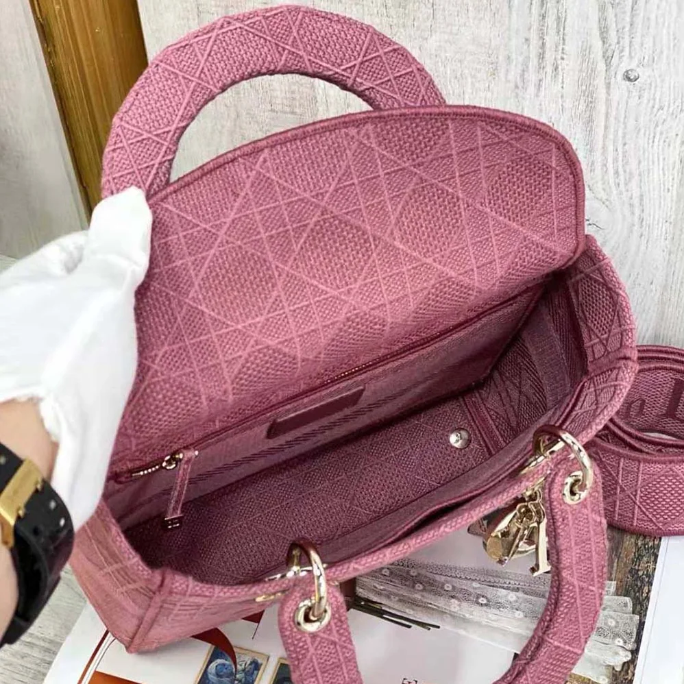 Dior Medium Lady D-lite Bag Mallow Rose Cannage Embroidery for Women Dior Medium Lady D-lite Bag Mallow Rose Cannage Embroidery for Women