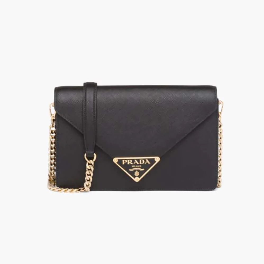 Prada Saffiano Leather Shoulder Bag for Women in Black Prada Saffiano Leather Shoulder Bag for Women in Black