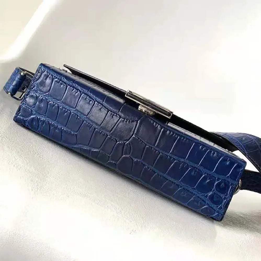 Fendi Soft Trunk Baguette Blue Gradient Crocodile Bag for Men