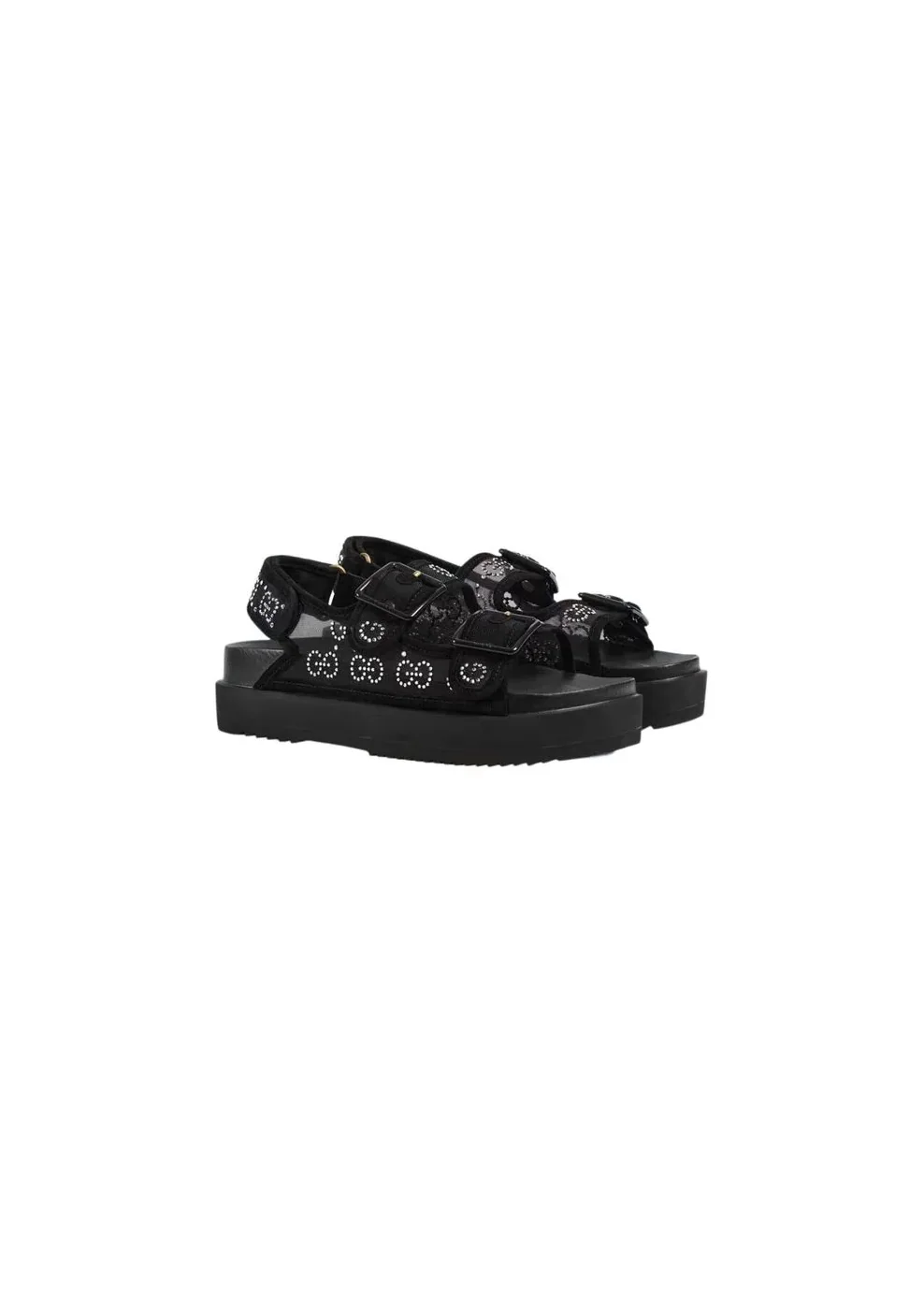 Gucci GG Sandal With Crystals Black Gucci GG Sandal With Crystals Black