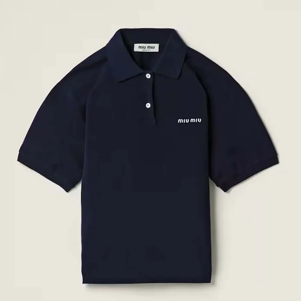 Miu Miu Cotton Piqué Polo Shirt for Women Miu Miu Cotton Piqué Polo Shirt for Women