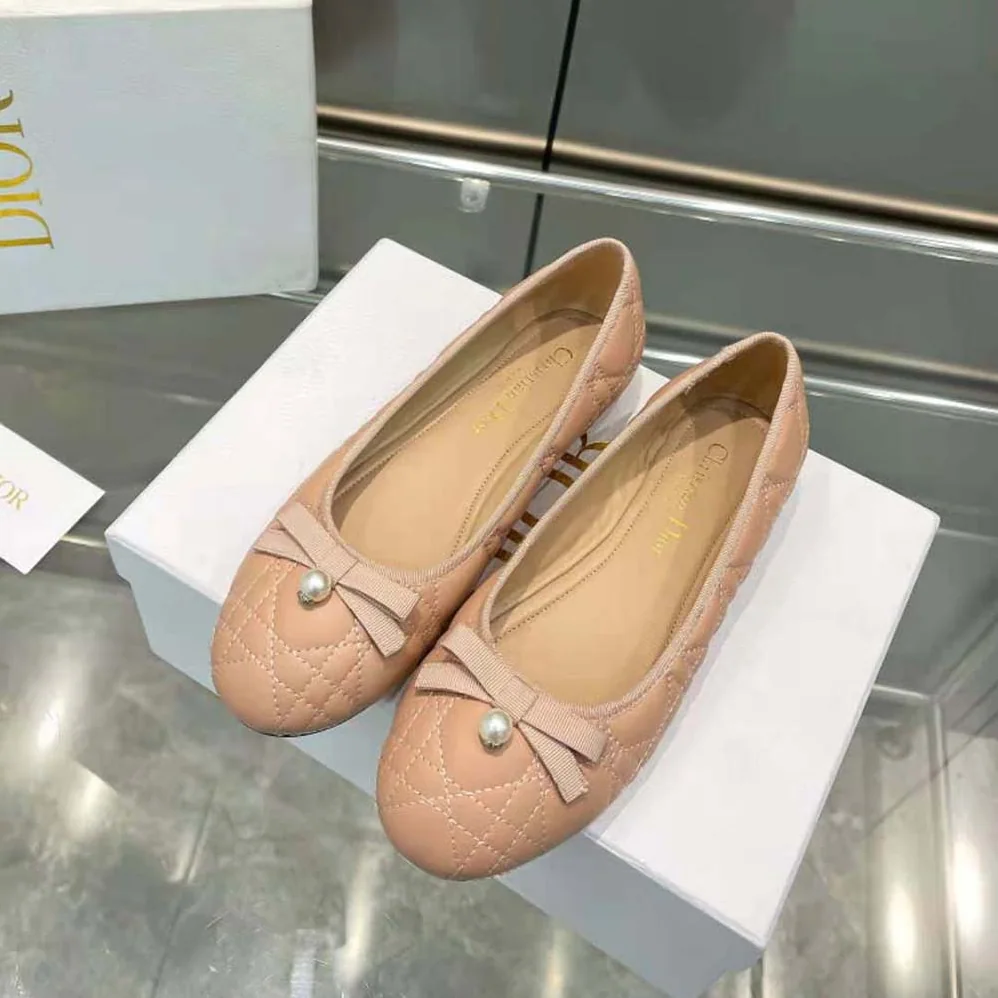 Dior Ballet Flat Nude Quilted Cannage Calfskin for Women Dior Ballet Flat Nude Quilted Cannage Calfskin for Women