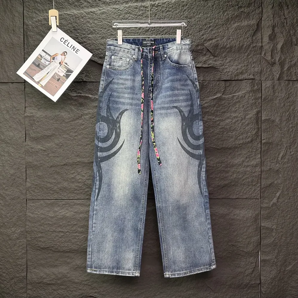 Balenciaga Wide Leg Baggy Pants in Blue for Women