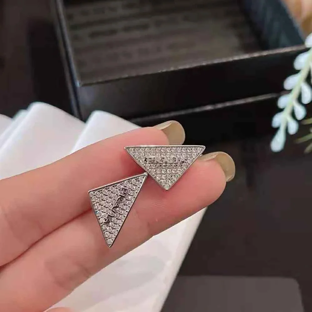 Prada Crystal Logo Jewels Zirconia Earrings for Women in Silver