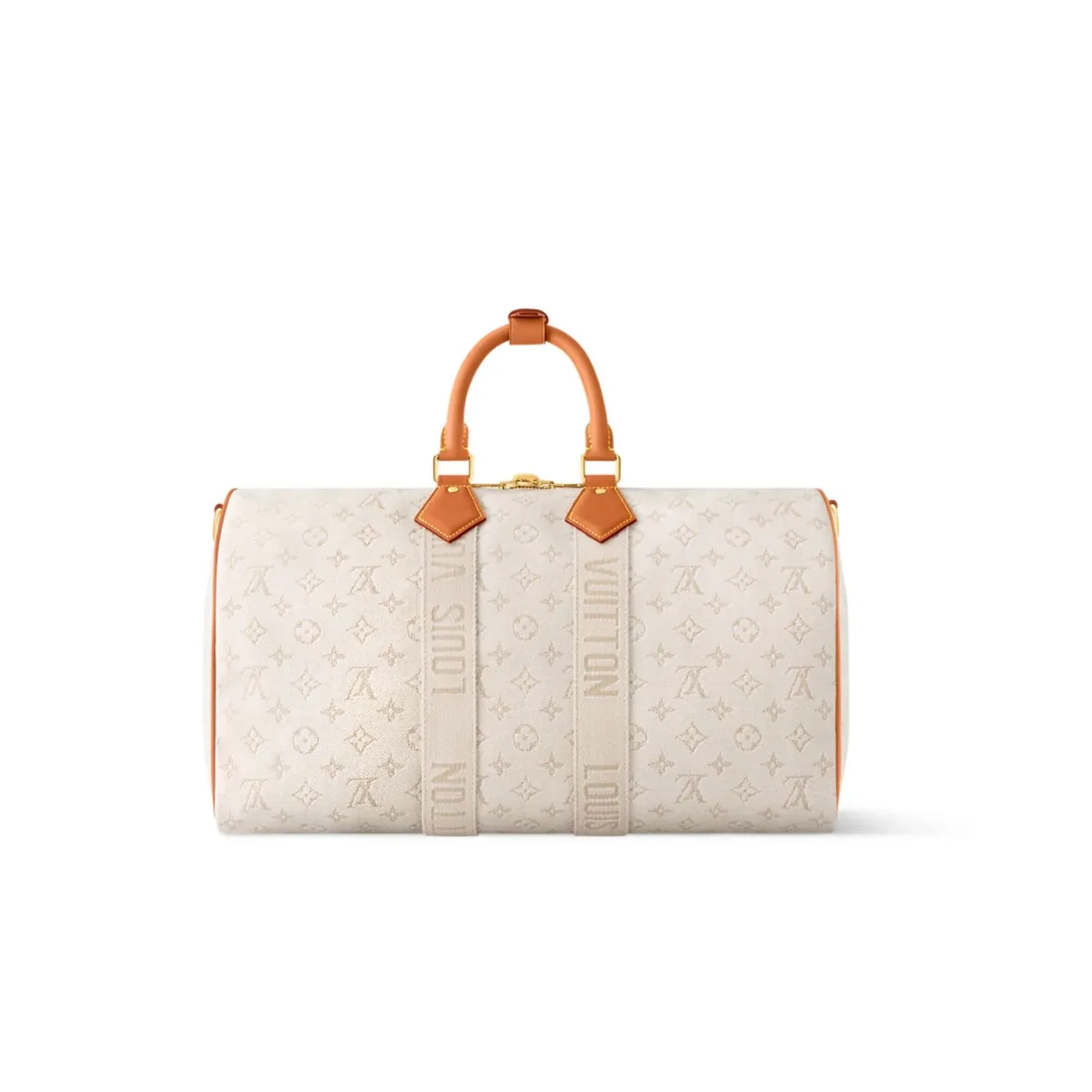 Louis Vuitton Keepall Bandouliere 45 Travel Bag / Off in White Gold Hardware