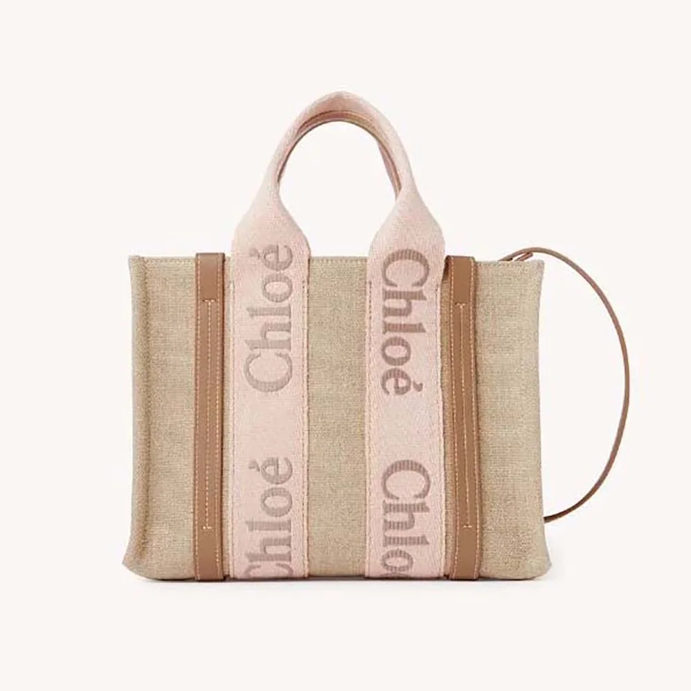 Chloe Small Woody Tote Bag for Women in Beige Chloe Small Woody Tote Bag for Women in Beige