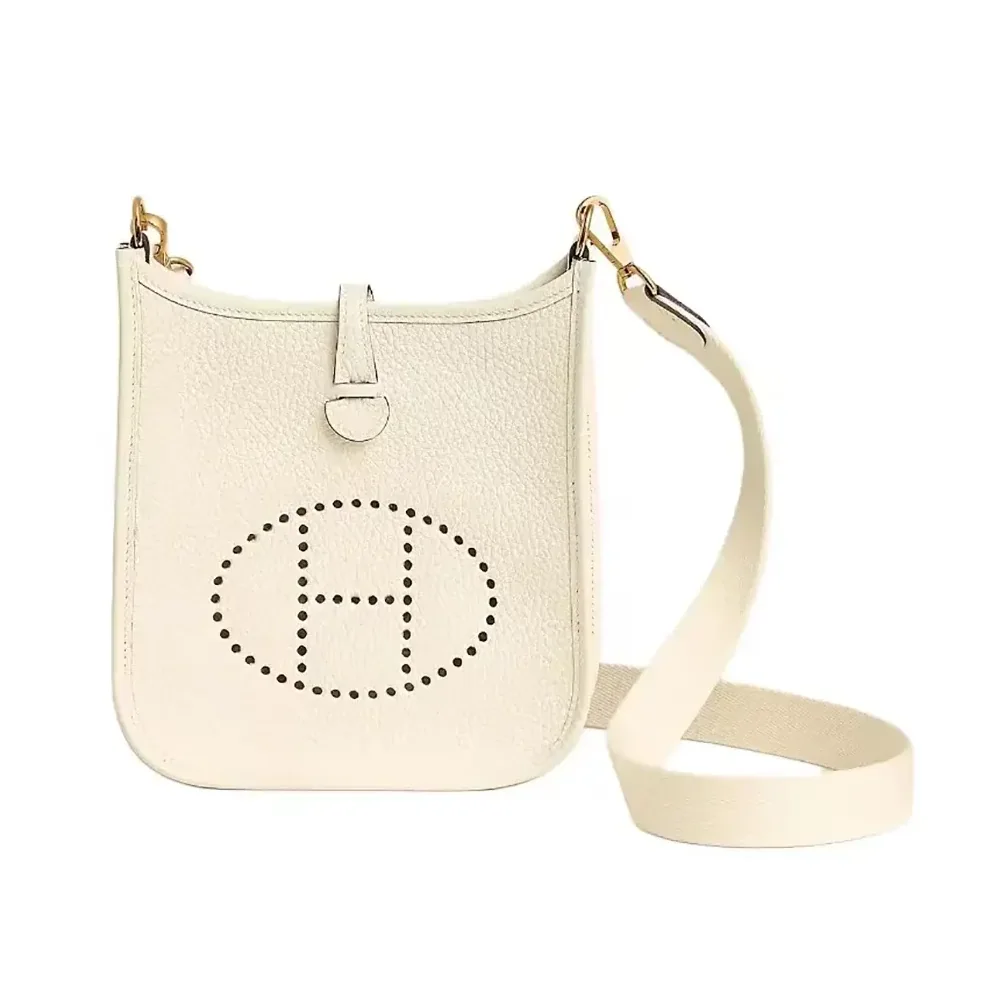 Hermes Evelyne 16 Amazone in Clemence Leather for Women in White/Gold Hermes Evelyne 16 Amazone in Clemence Leather for Women in White/Gold