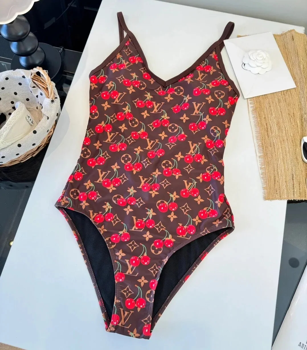 Louis Vuitton LV x TM One-Piece Swimsuit Brown Monogram Cerises