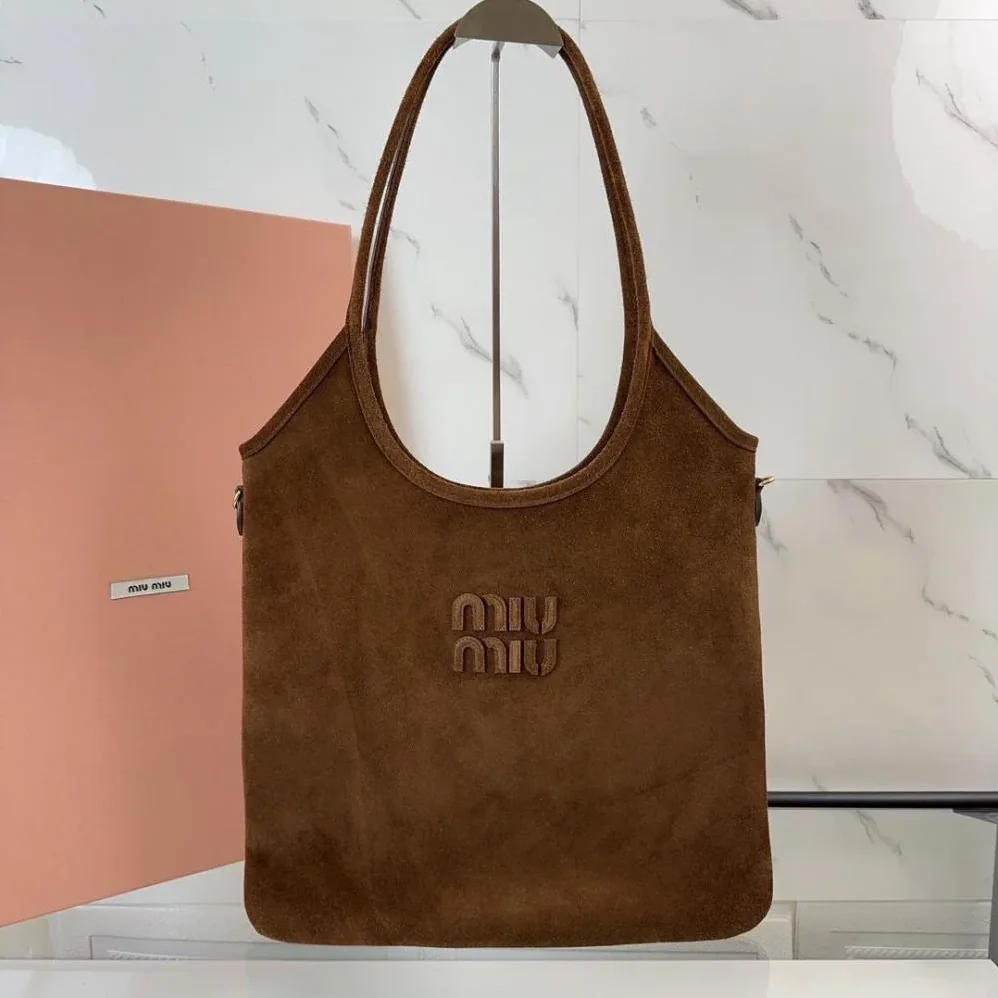 Miu Miu Ivy Suede Bag for Women in Dark Brown Miu Miu Ivy Suede Bag for Women in Dark Brown