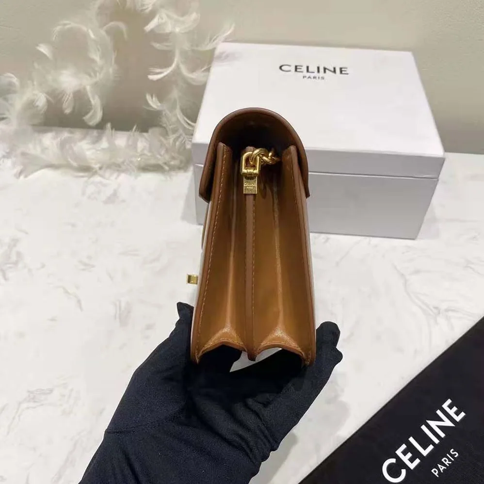 Celine Chain Bag 16 in Satinated Calfskin for Women in Brown Celine Chain Bag 16 in Satinated Calfskin for Women in Brown