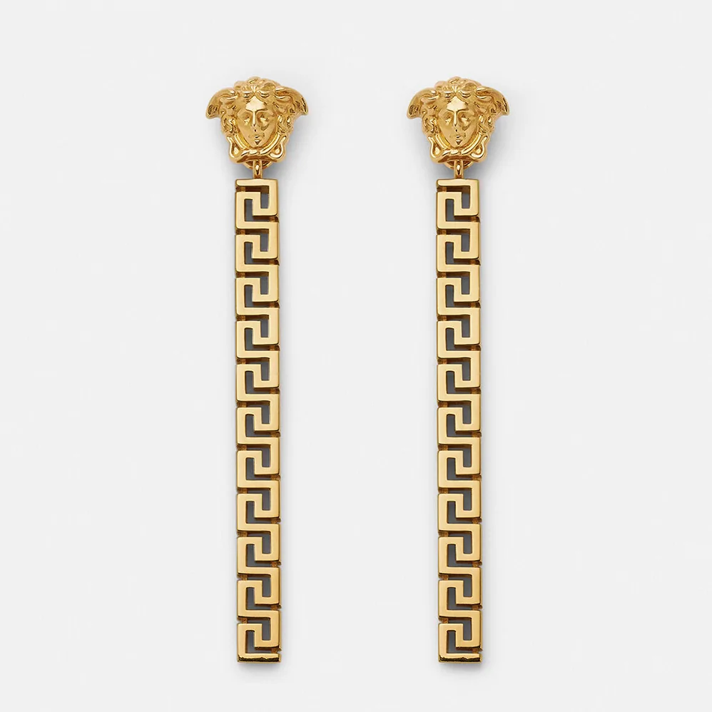 Versace Greca Drop Earrings for Women in Gold