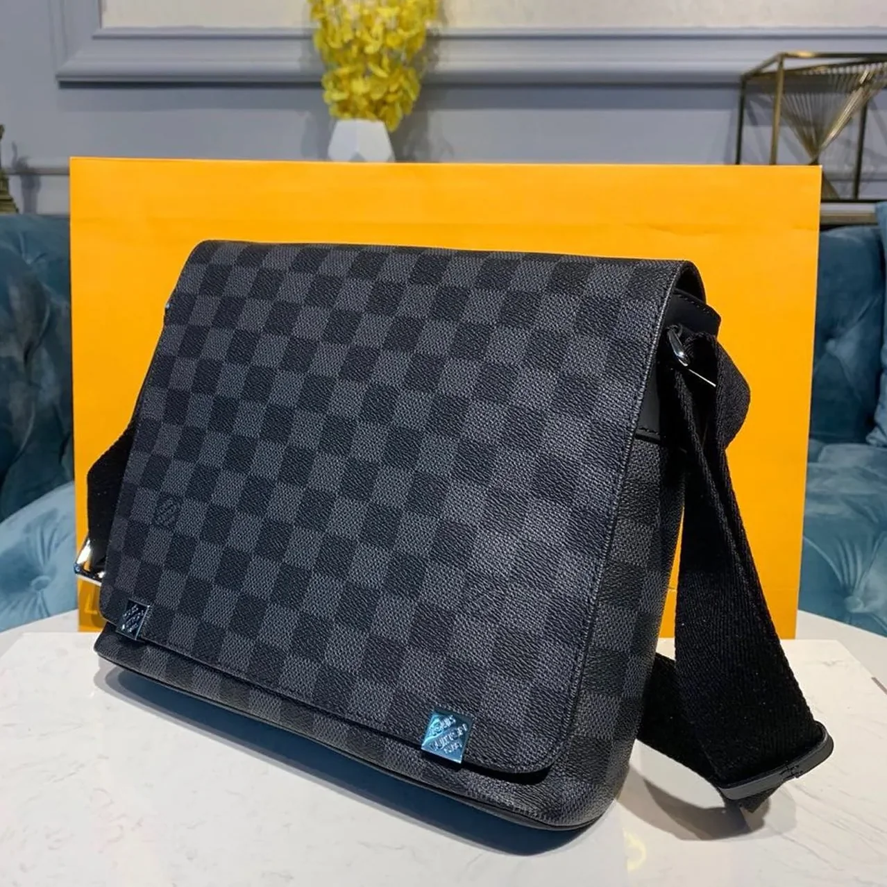 Louis Vuitton District PM Crossbody Bag / Damier Graphite Canvas Silver Hardware