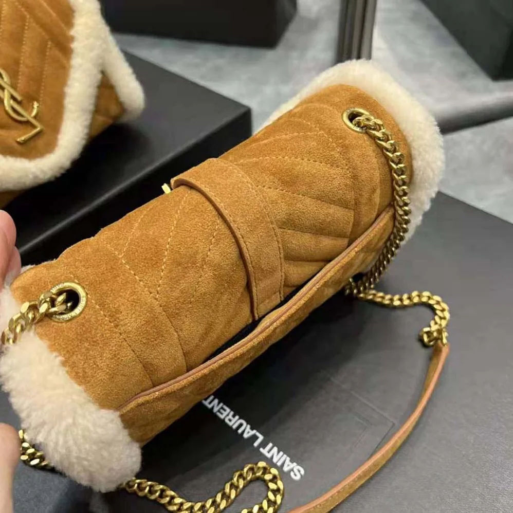 Saint Laurent YSL Envelope Small Bag in Suede and Shearling for Women
