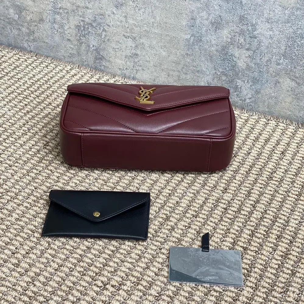Saint Laurent YSL Loulou Small in Matelasse Lambskin for Women in Bordeaux