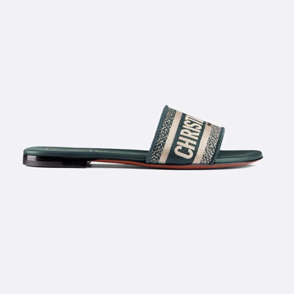 Dior Dway Embroidered Cotton Mule for Women in Green Dior Dway Embroidered Cotton Mule for Women in Green