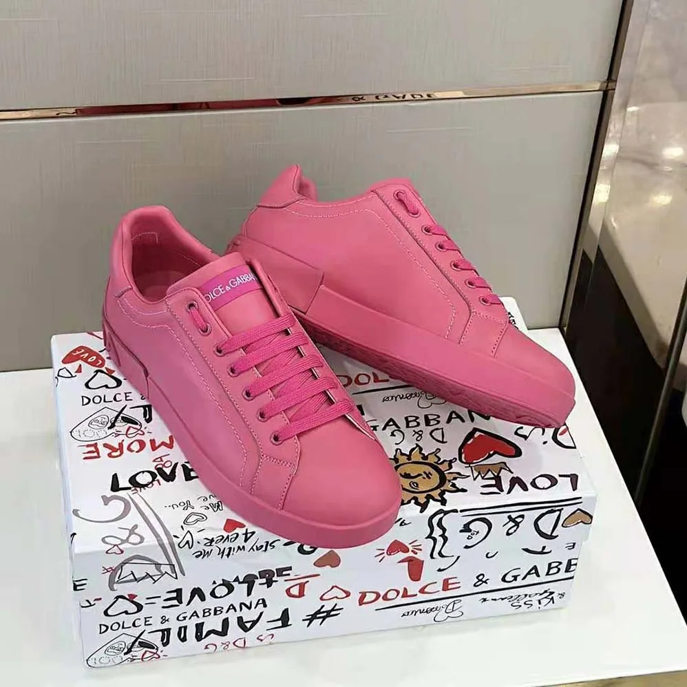 Dolce Gabbana D&G Calfskin Portofino Sneakers for Women in Rose Dolce Gabbana D&G Calfskin Portofino Sneakers for Women in Rose