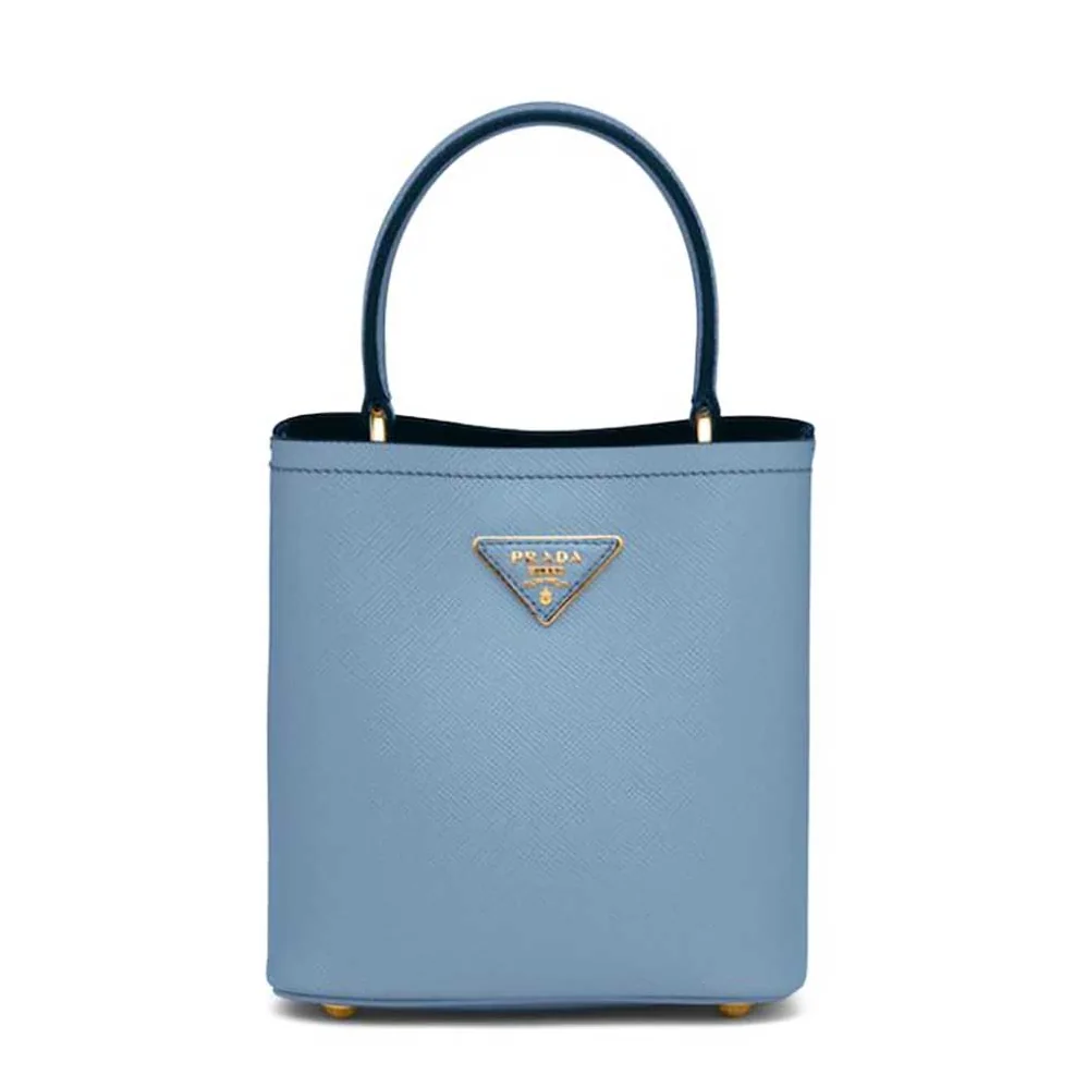 Prada Small Saffiano Leather Prada Panier Bag for Women in Blue