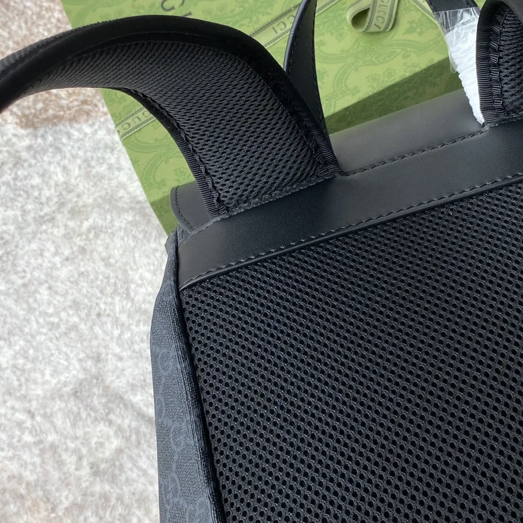 Gucci Black Backpack Black/Grey Soft GG Supreme Blue And Red Web / Gucci Black Backpack Black/Grey Soft GG Supreme Blue And Red Web /