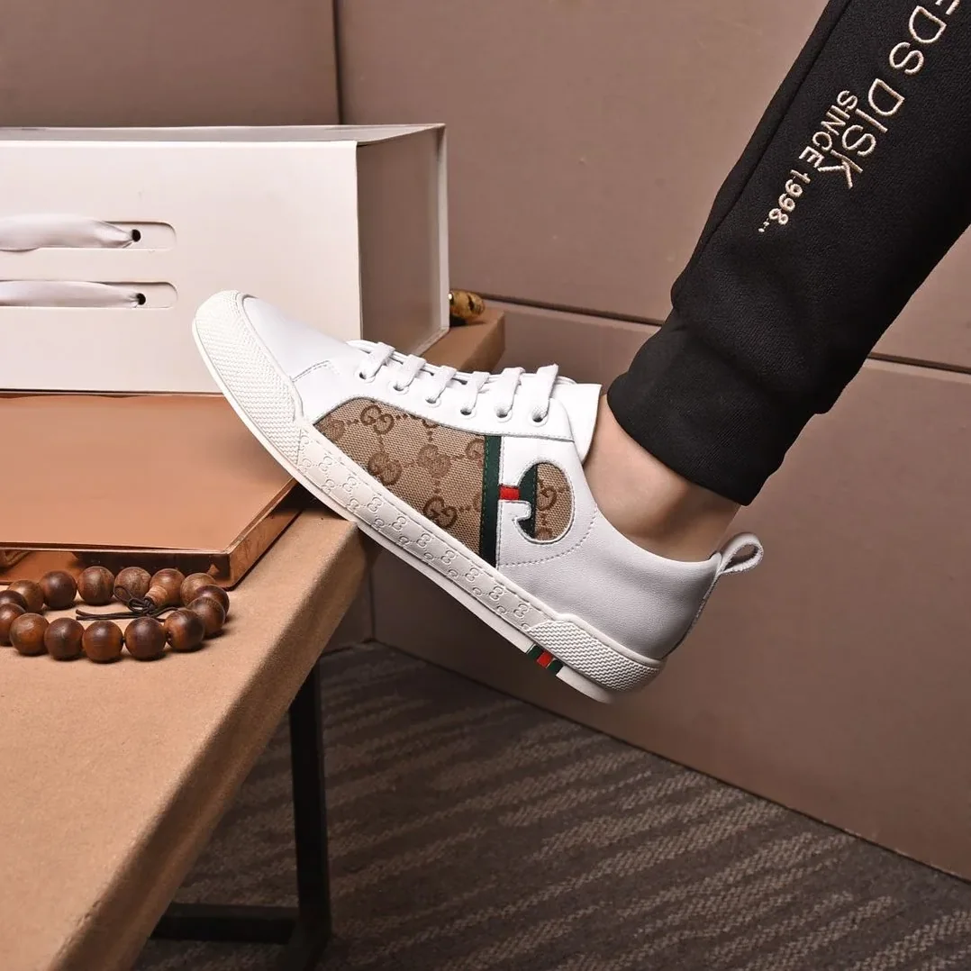 Gucci GG Sneaker With Web White And Beige for Men