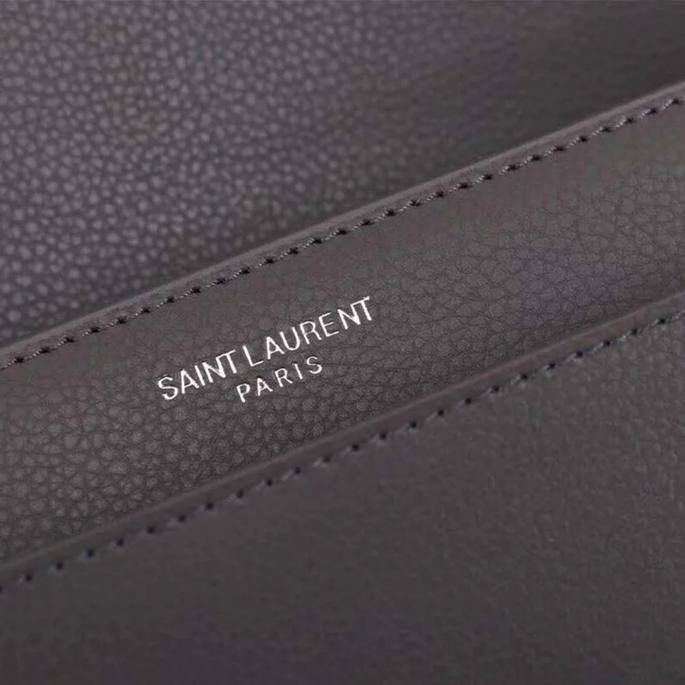 Saint Laurent YSL Medium Sunset Bag in Calfskin Leather in Grey