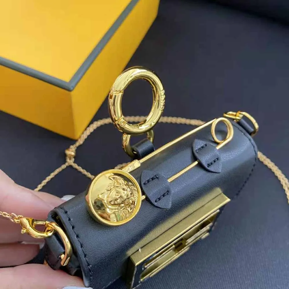 Fendi Nano Baguette Charm Fendace Black Leather Charm for Women