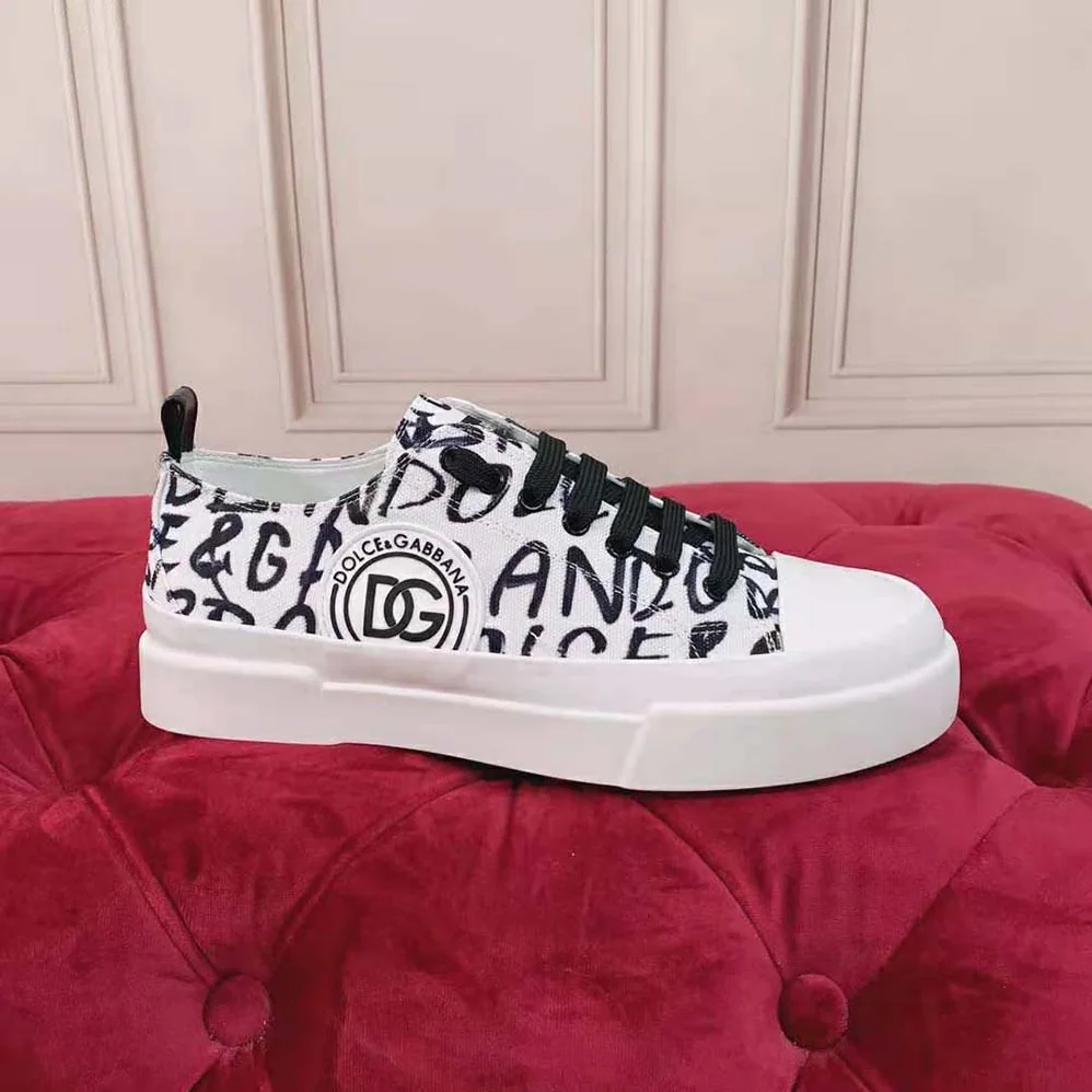 Dolce Gabbana D&G Canvas Portofino Light Sneakers with DG Logo Print for Women Dolce Gabbana D&G Canvas Portofino Light Sneakers with DG Logo Print for Women