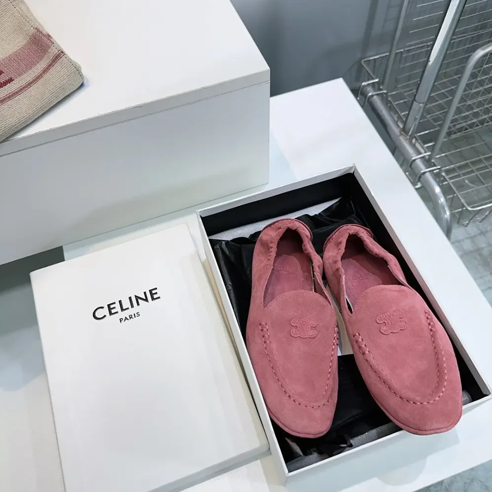 Celine Adam Loafer In Suede Calfskin for Unisex in Pink