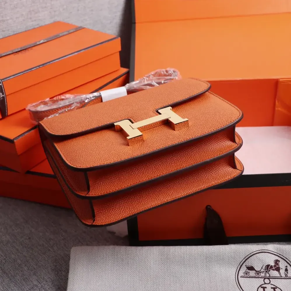 Hermes Constance 18 Bag Epsom Leather for Women in Orange/Gold