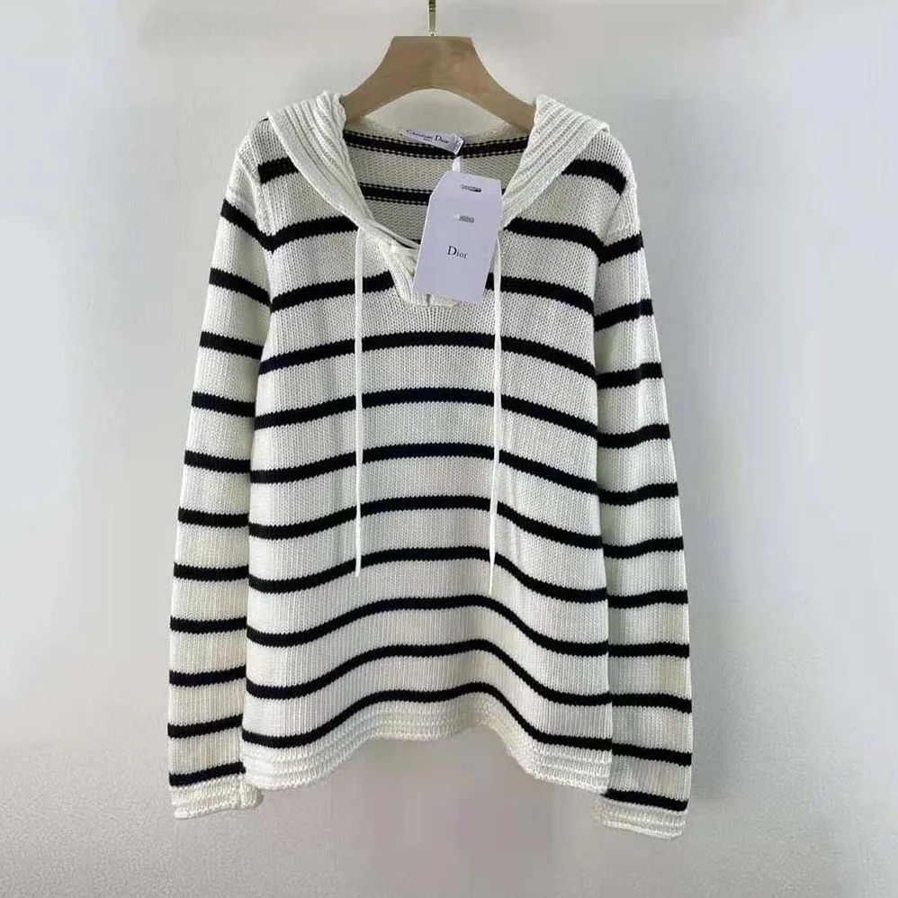 Dior Mariniere Sweater Navy Blue and Ecru Cotton Knit and Cashmere for Women Dior Mariniere Sweater Navy Blue and Ecru Cotton Knit and Cashmere for Women